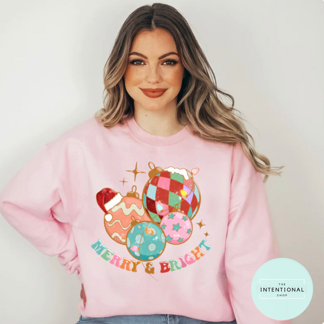 Merry & Bright Ornaments Christmas Sweatshirt