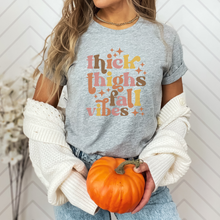 Load image into Gallery viewer, Fall t-shirt. Thick Thighs Fall Vibes graphic tee
