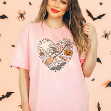 Load image into Gallery viewer, Heart doodles Halloween graphic tee
