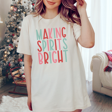 Load image into Gallery viewer, Inspirational Christmas Shirt Making Spirits Bright Christmas graphic tee
