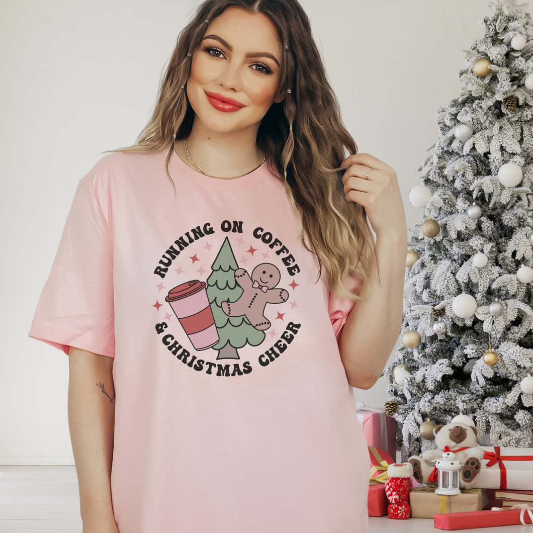 Funny Christmas Shirt Running on Coffee and Christmas Cheer.