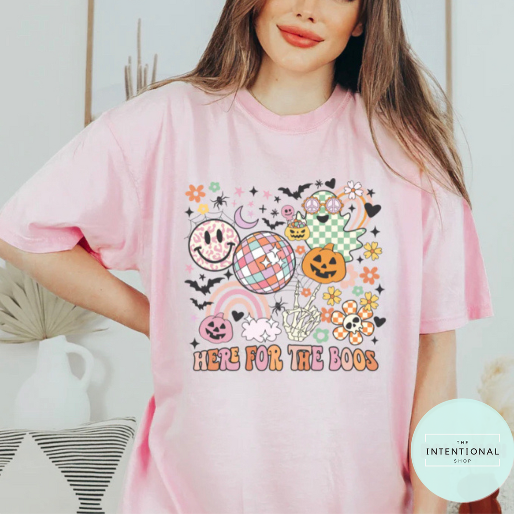 Here for the Boos Halloween graphic tee