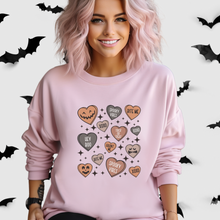 Load image into Gallery viewer, Halloween Candy Hearts Sweatshirt
