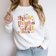 Load image into Gallery viewer, Fall sweatshirt. Thick Thighs Fall Vibes Women’s Sweatshirt.
