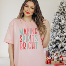 Load image into Gallery viewer, Inspirational Christmas Shirt Making Spirits Bright Christmas graphic tee
