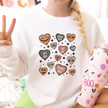 Load image into Gallery viewer, Halloween Candy Hearts Sweatshirt
