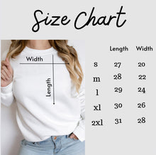 Load image into Gallery viewer, Sweatshirt size chart
