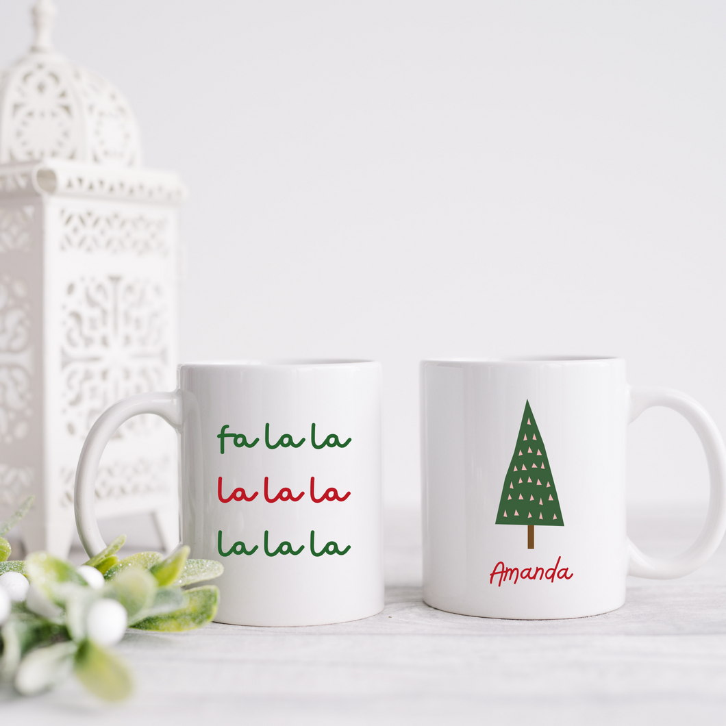 Fa la la Personalized Christmas Mug