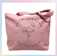 Load image into Gallery viewer, “Grow” Large Zipper canva Tote
