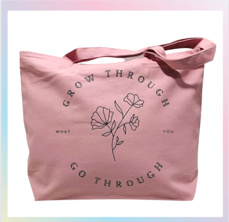 “Grow” Large Zipper canva Tote