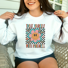 Load image into Gallery viewer, Treat yourself with kindness Women’s Sweatshirt.
